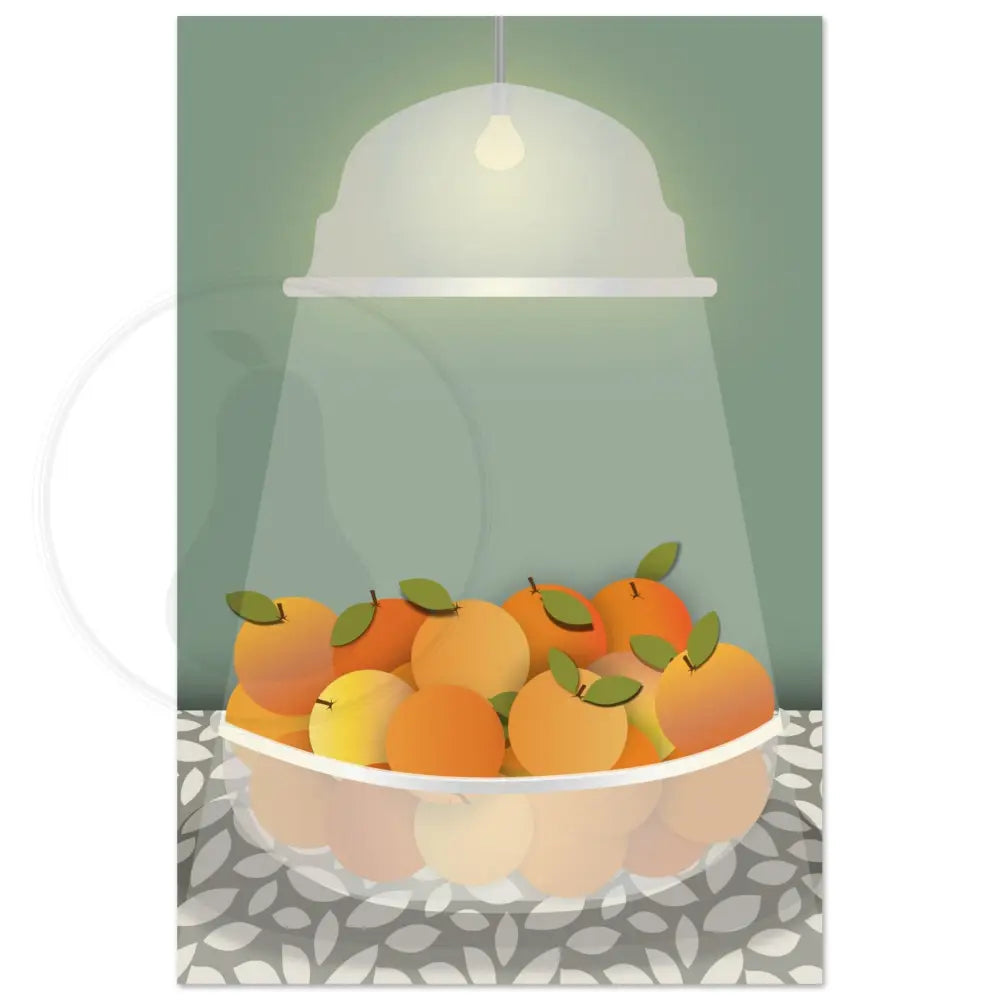 Radiant Harvest Bowl of Oranges Wall Art (Green) / FINE ART PAPER - Green Pear House and Home