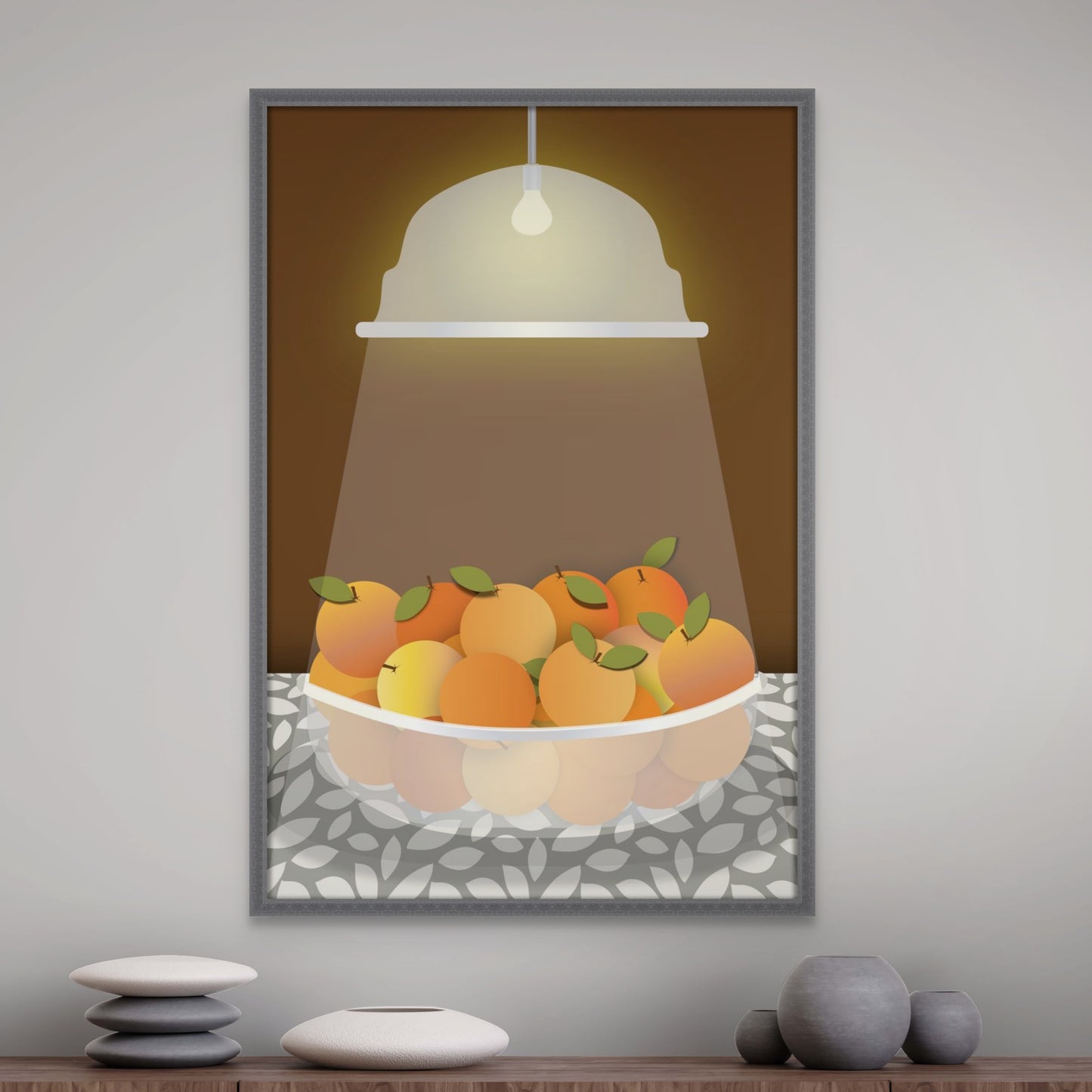 Radiant Harvest Bowl of Oranges | Umber Background | Fine Art Print Wall Decor