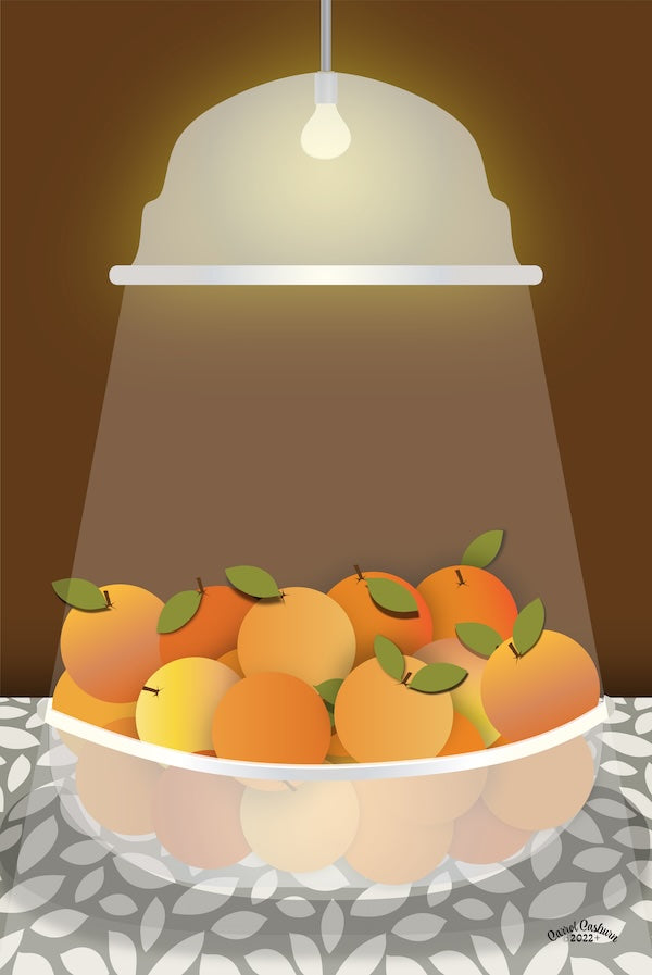 Radiant Harvest Bowl of Oranges | Umber Background | Fine Art Print Wall Decor