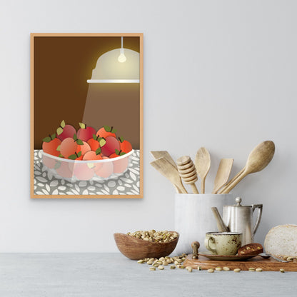 Radiant Harvest Bowl of Apples | Umber Background | Fine Art Print Wall Decor